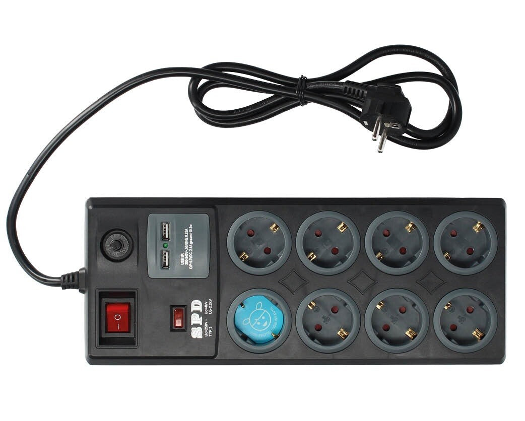 000803393 BASE MULTIPLE 8T + 2 USB 1,4M NEGRA GSC