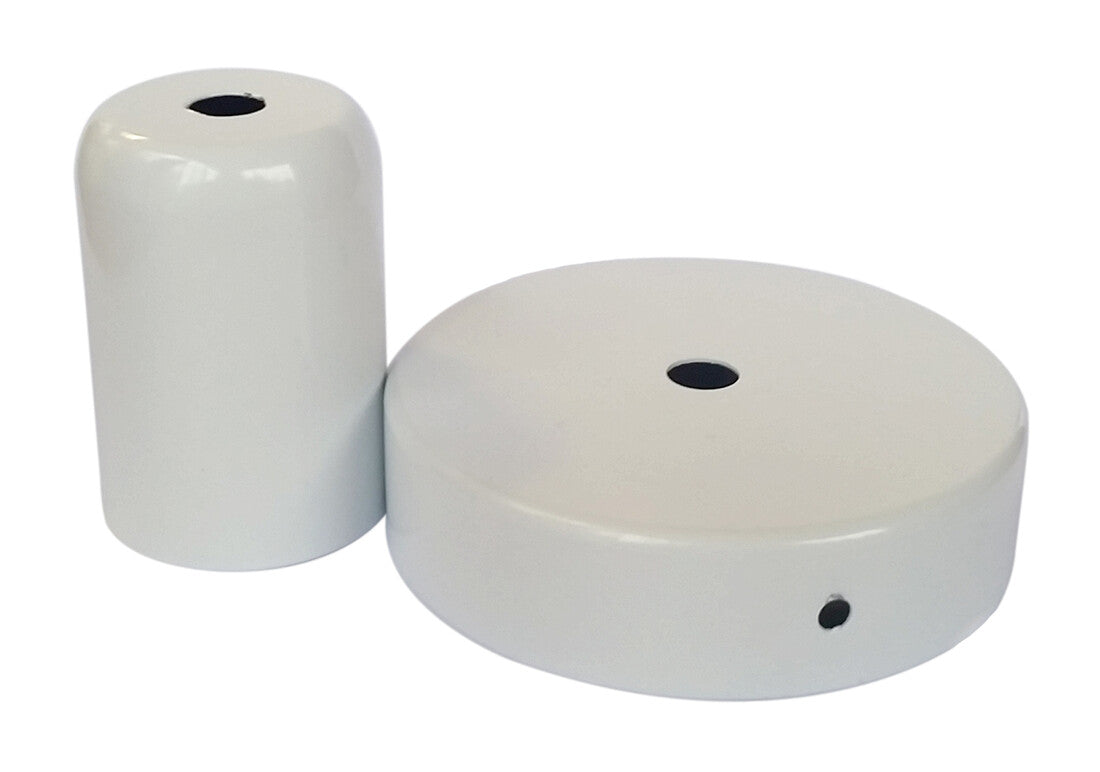 CONJUNTO FLORON Y PORTALAMPARAS METALICOS BLANCO