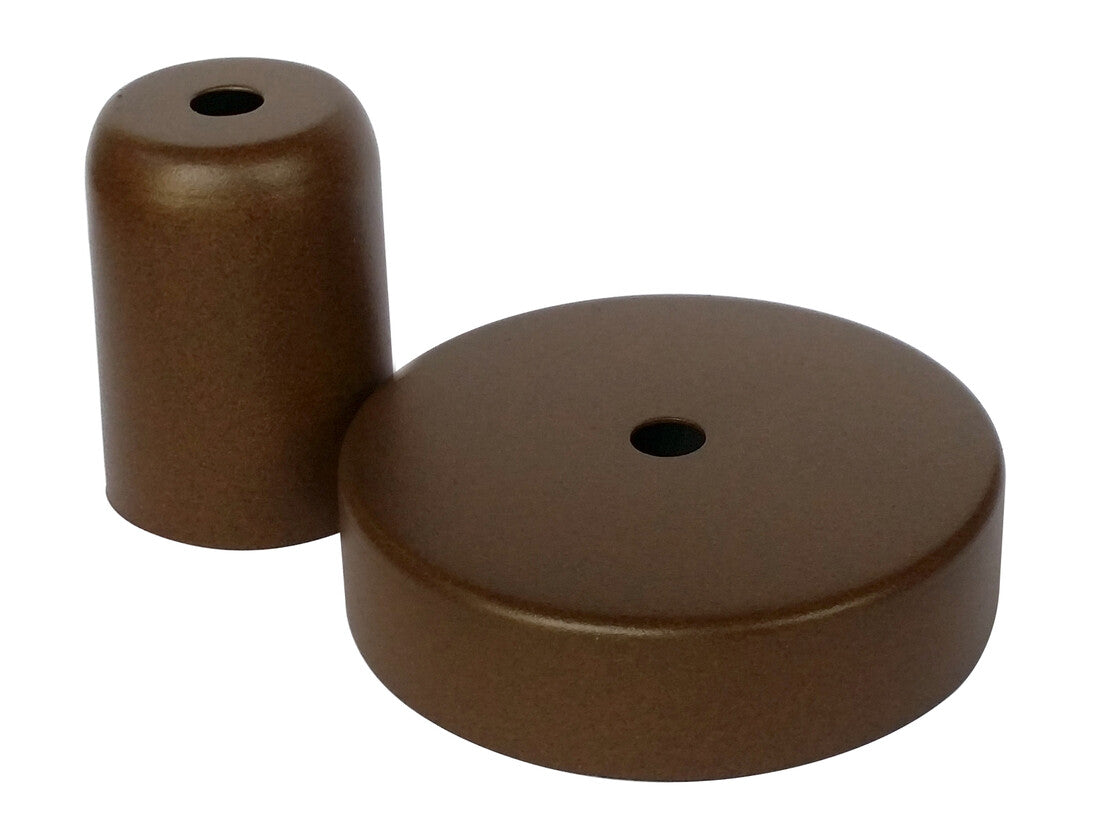 CONJUNTO FLORON Y PORTALAMPARAS METALICOS MARRON