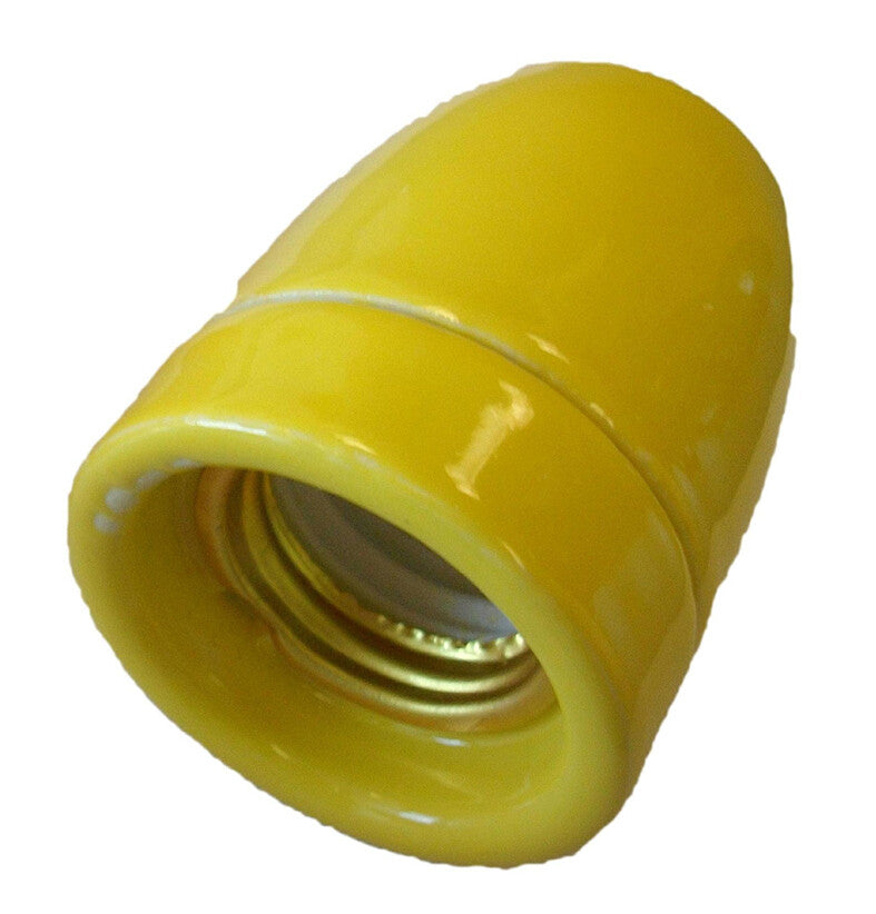 1200545-AM PORTALAMPARAS CERAMICO VINTAGE AMARILLO