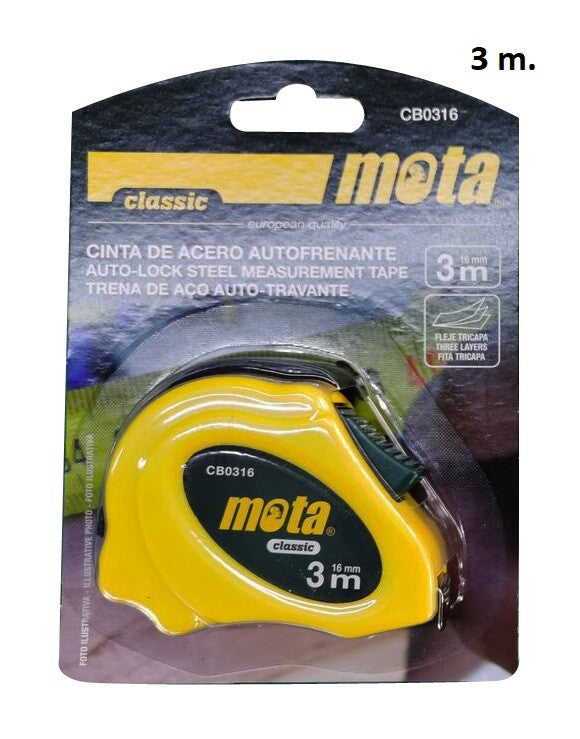 CB0316 CINTA MÉTRICA CLASSIC 3MT X 16mm MOTA