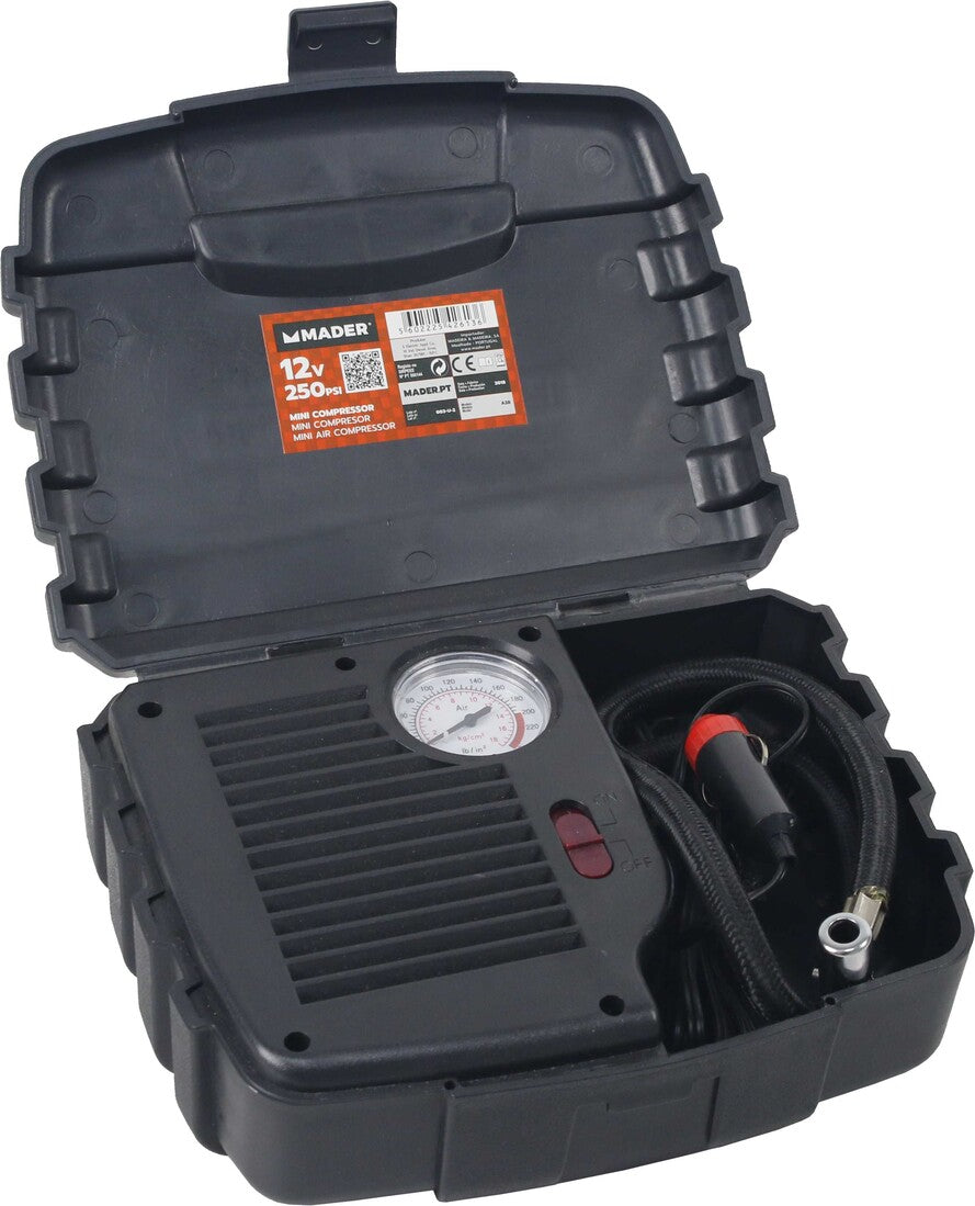 42613 MINI COMPRESOR 12V 250PSI CON INTERRUPTOR MADER