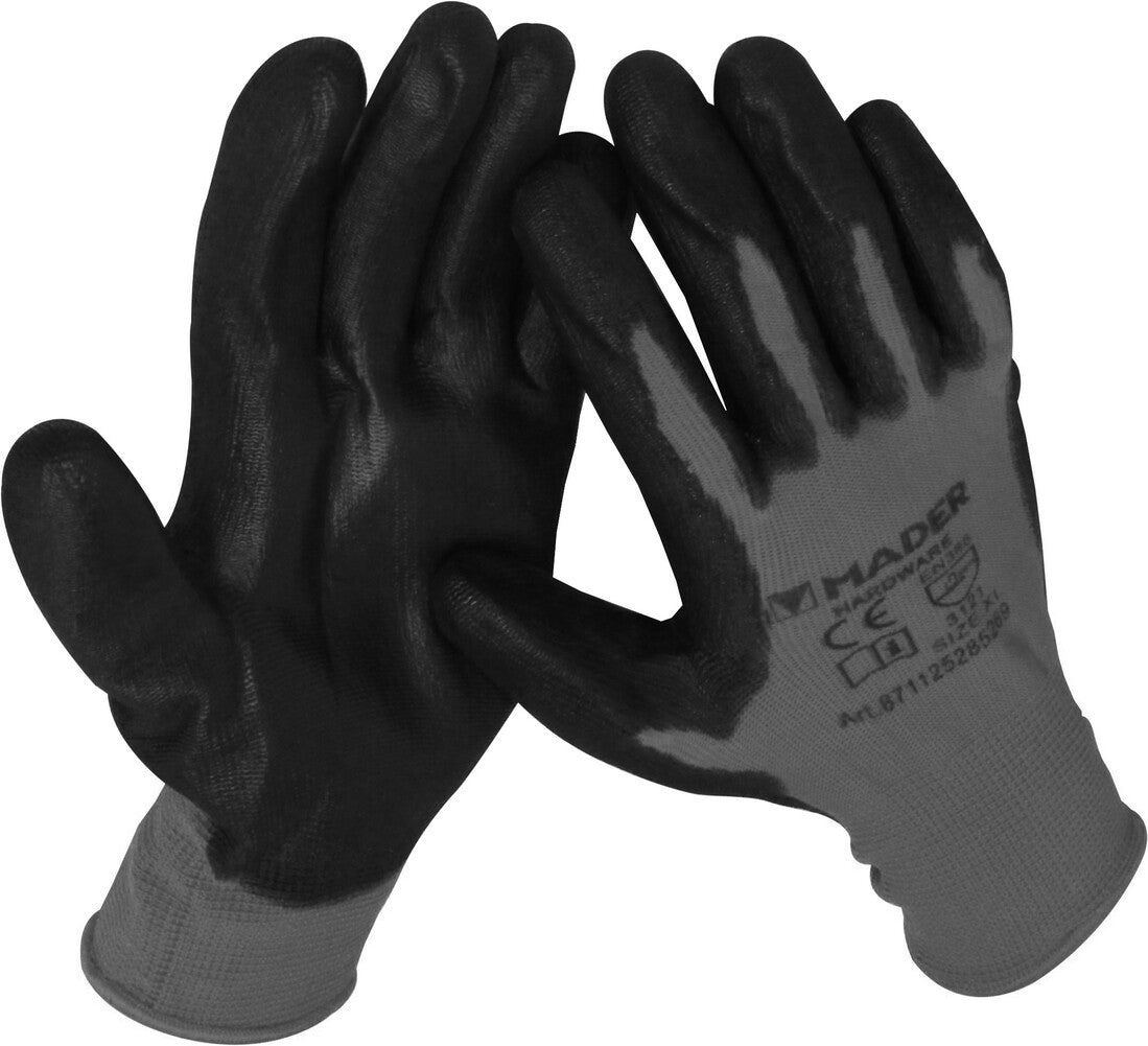 96302 GUANTES PROTECCION POLIESTER /NITRILO NEGRO TALLA XL