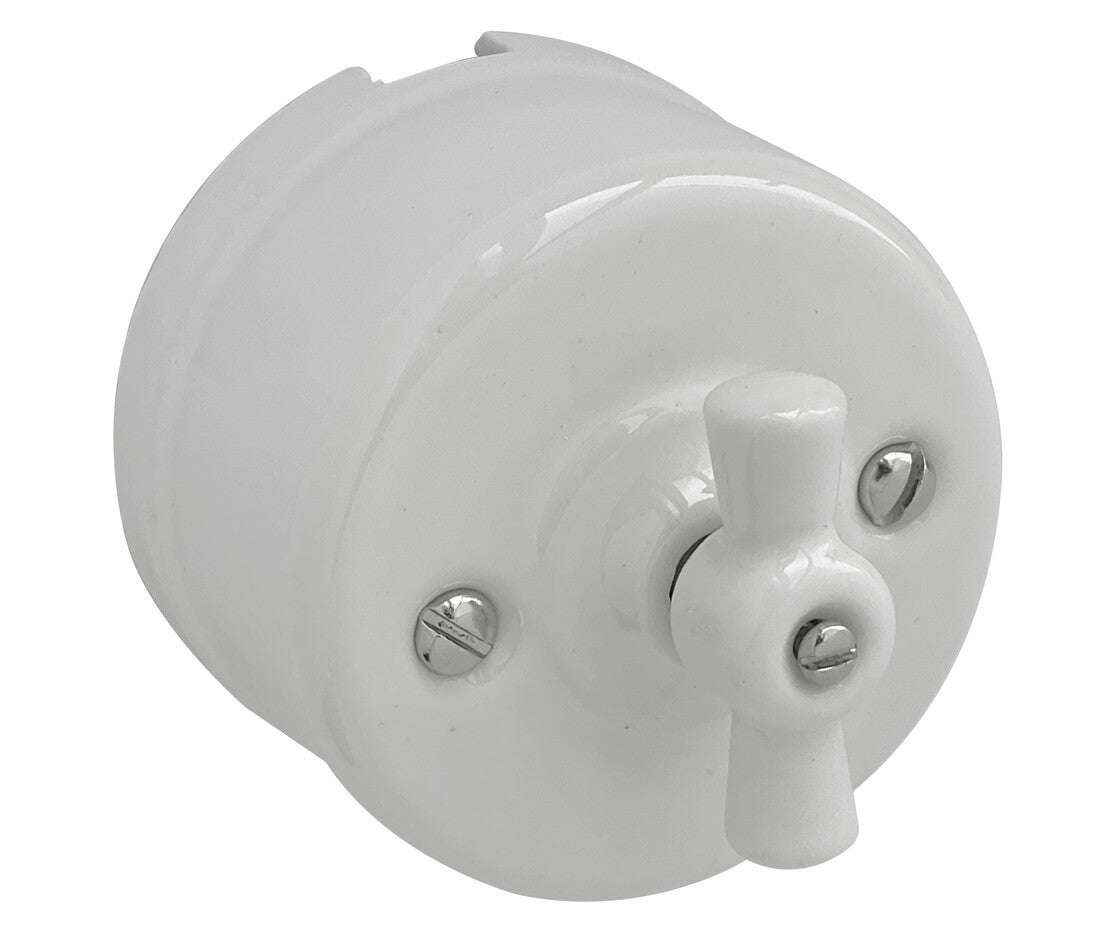 2902020 CONMUTADOR DE SUPERFICIE LAZO PORCELANA BLANCA F-BRIGHT