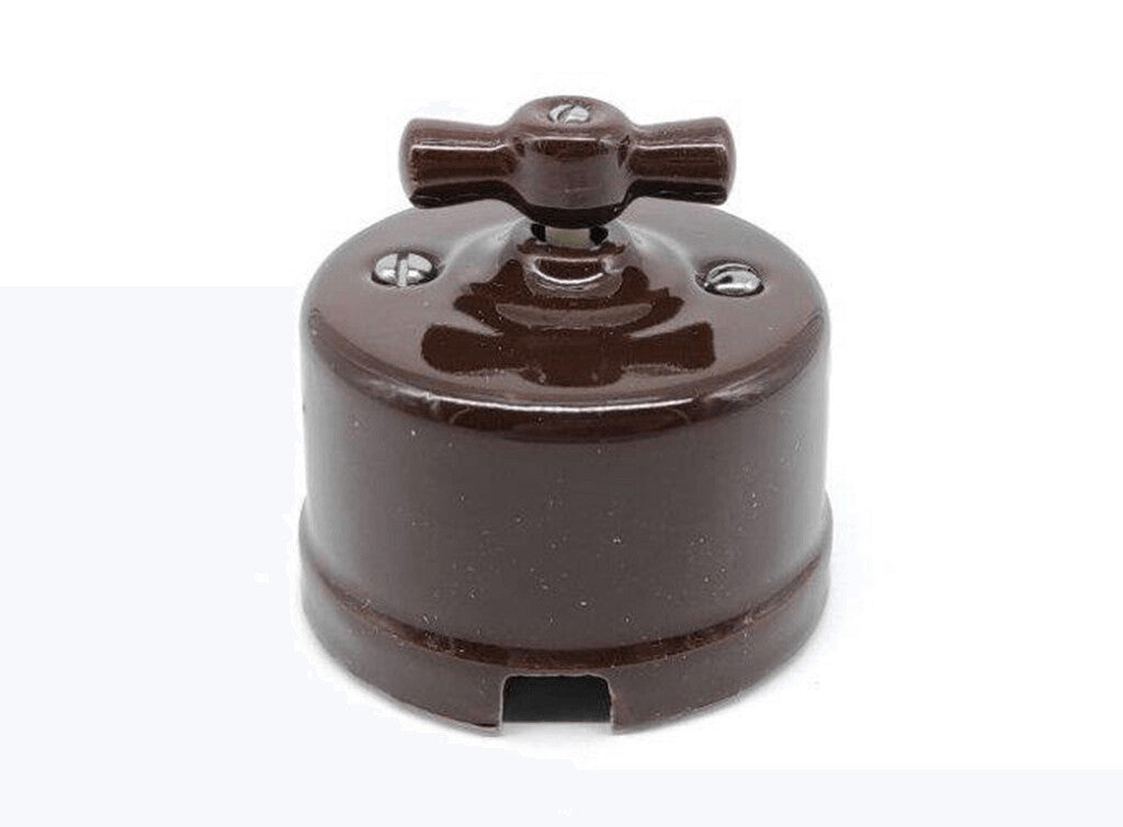 2902020-MA CONMUTADOR SUPERFICIE PORCELANA MARRON F-BRIGHT