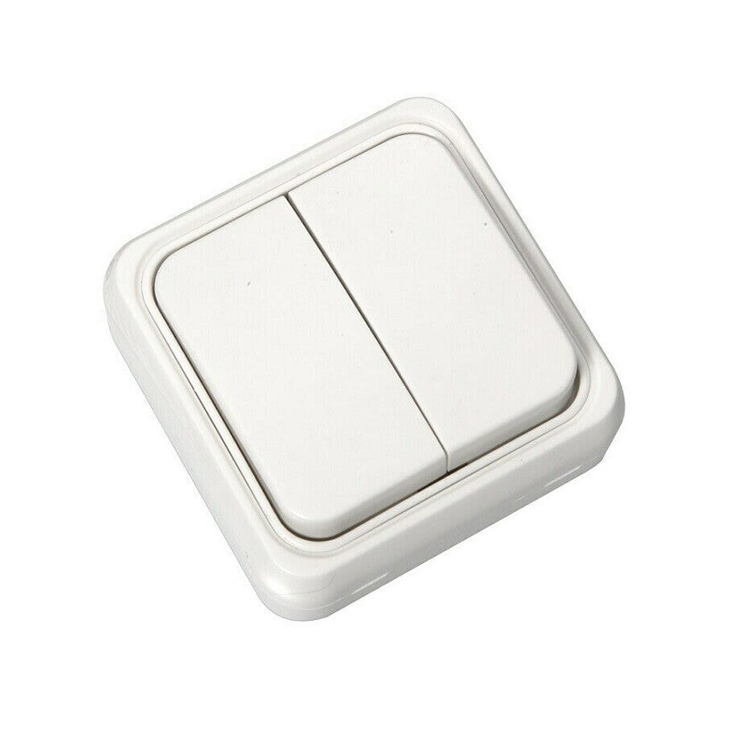 20300052 INTERRUPTOR DOBLE BLANCO NIEVE SERIE KRISTAL FONTINI