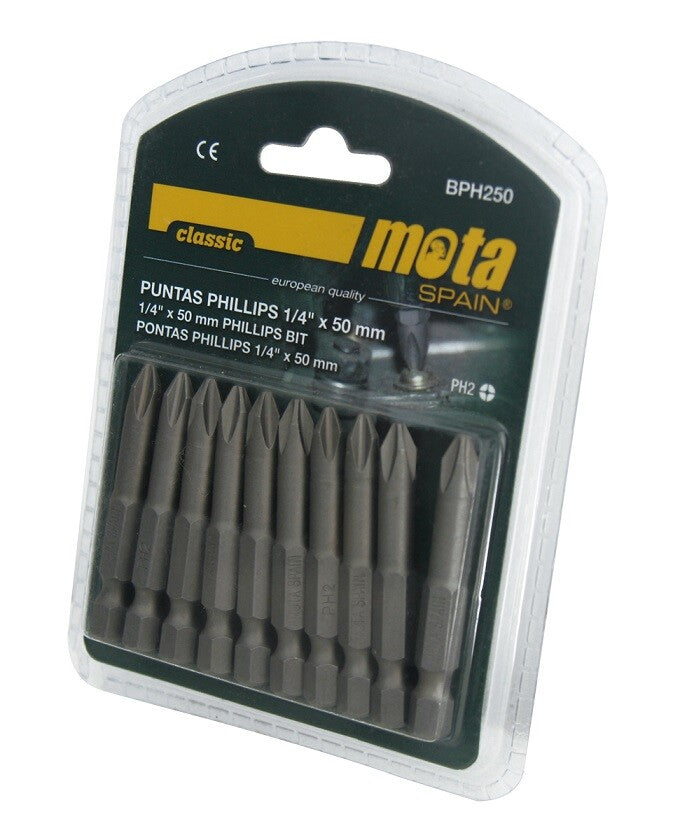 BPH250 PUNTA ATORNILLADORA PHILLIPS ENCASTRE PH2 50mm MOTA