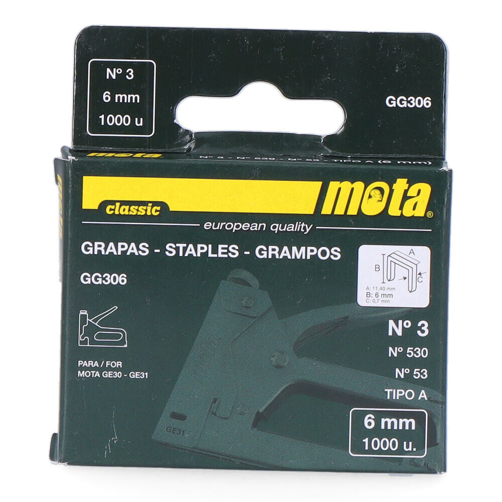 GG310 GRAPAS NÚMERO 3 10mm x 1000ud MOTA