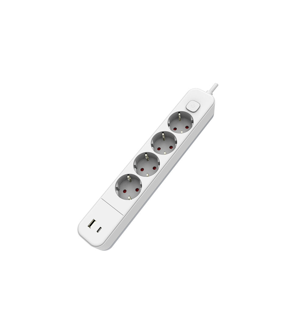 BASE MÚLTIPLE 4 TOMAS CON CABLE 1,5m E INTERRUPTOR USB A+C BLANCA EB | Suministros Figmar