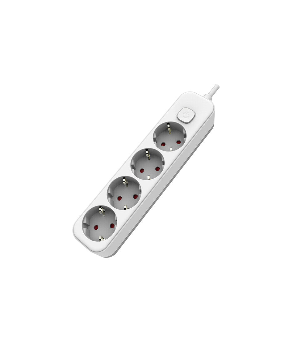 1001712 MEHRFACHSTECKDOSENLEISTE 4-FACH M. SCHALTER M. KABEL 1,5m WEISS EB