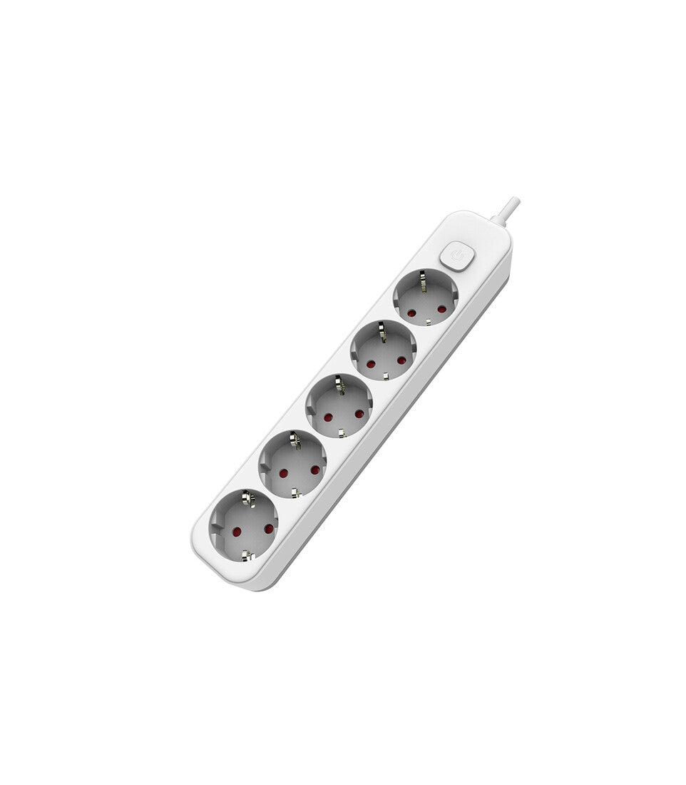Base Múltiple 5 Tomas con Interruptor y Cable 1,5m Blanca – F-Bright | Suministros Figmar