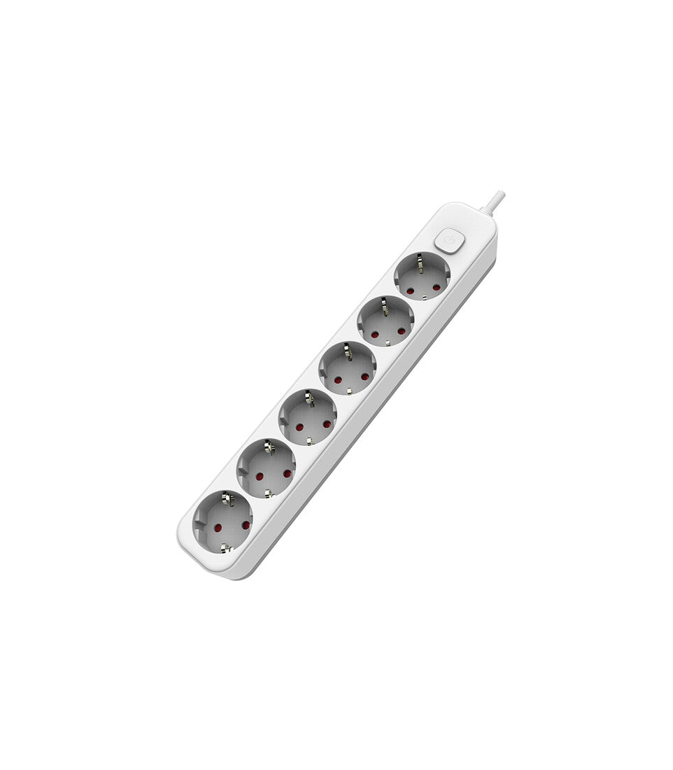 1001714 MULTIPLE BASE 6T W/INT C/CABLE 1.5m WHITE EB