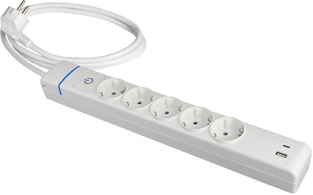 51ILAC MEHRFACHSTECKDOSENLEISTE 5FACH M. KABEL M. SCHALTER 1,5m USBA+USBC ÜBERSPANNUNGSSCHUTZ ION SOLERA