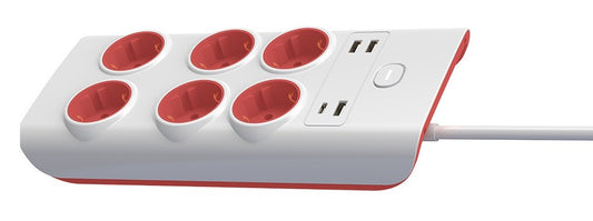 1001721 BASE MULTIPLE 6T + 4 USB C/INT C/CABLE 1,5m BLANCA F-BRIGHT