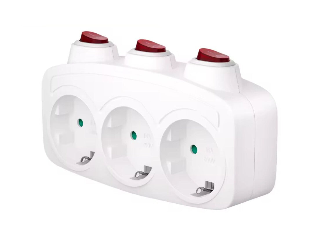 040315 DREIFACH-STECKDOSENADAPTER MIT DREIFACHSCHALTER B&B