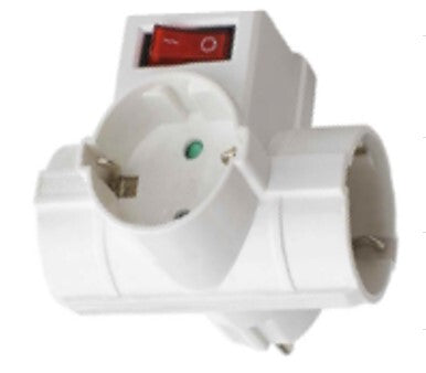040308 ADAPTADOR TRIPLE SALIDA CON INTERRUPTOR B&B