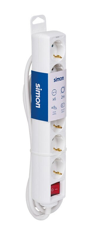 BM712600 BASE 6T C/CABLE 2m C/INTER BLANCA SIMON