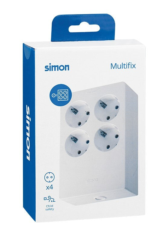 BM140407 BASE MULTIPLICADORA DE TOMAS 4T BLANCA MULTIFIX SIMON