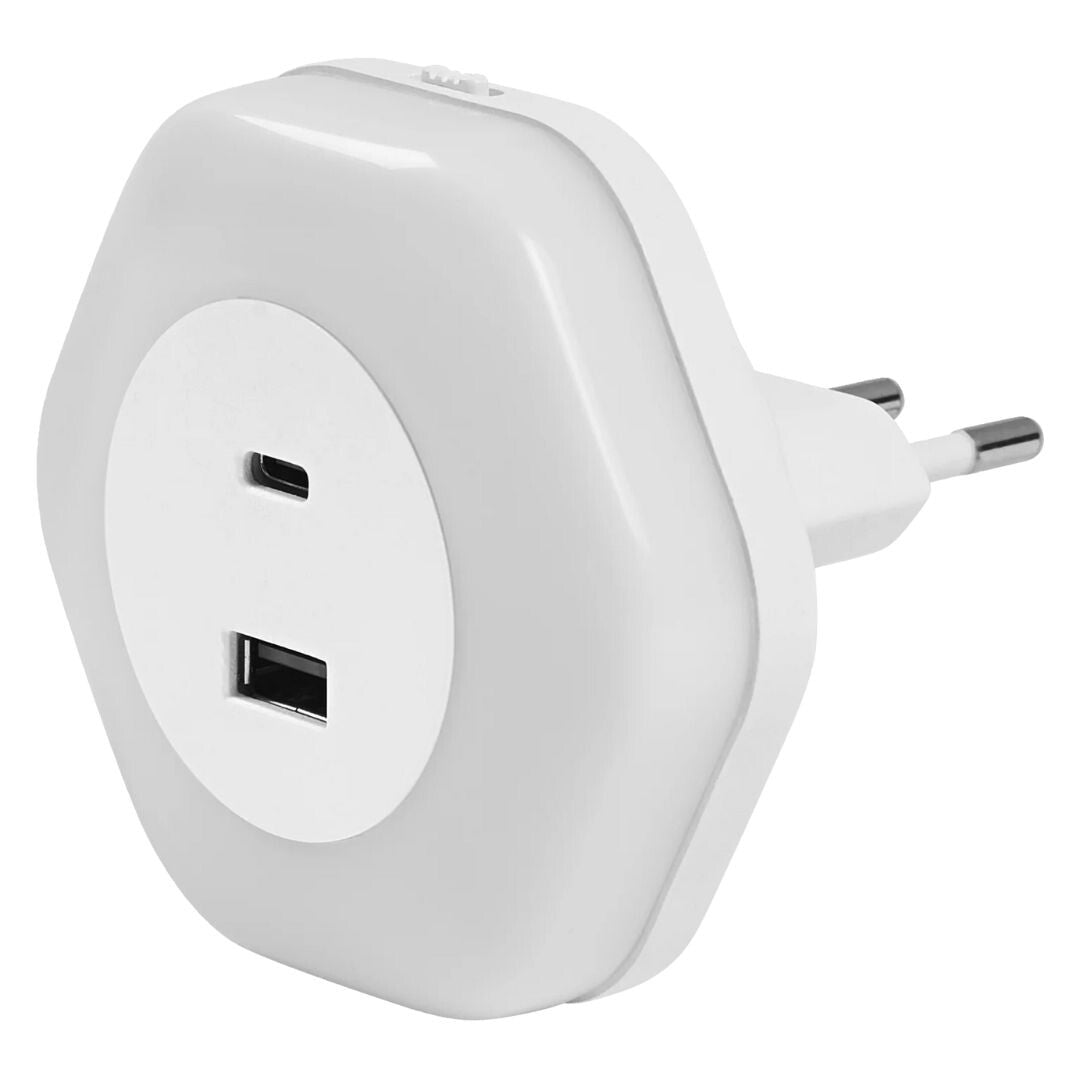 090264 LED NIGHT LIGHT 0.5W SENSOR W/USB A AND C CHARGER LUNETTA HEXAGON LEDVANCE