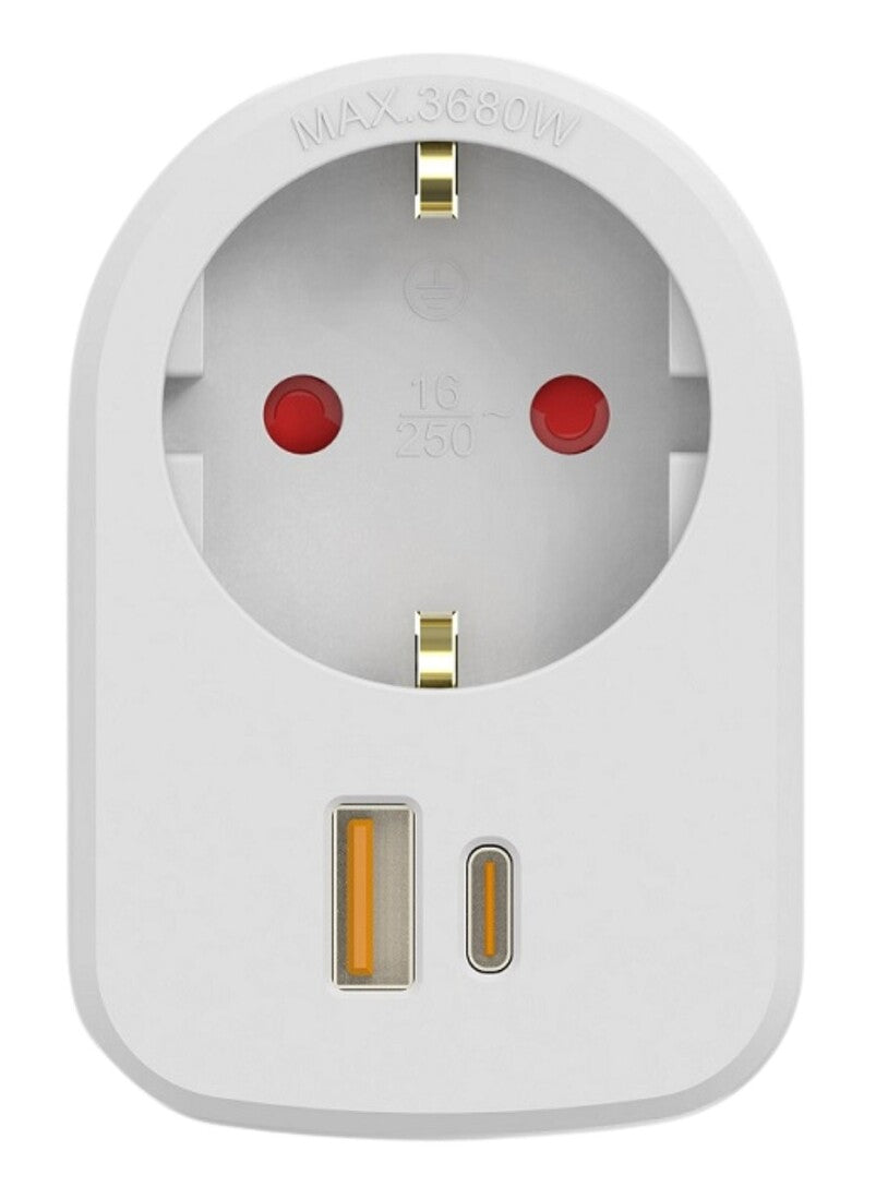 CL610306 ADAPTADOR SIMPLE CON USB A + C 30W BLANCO SIMON