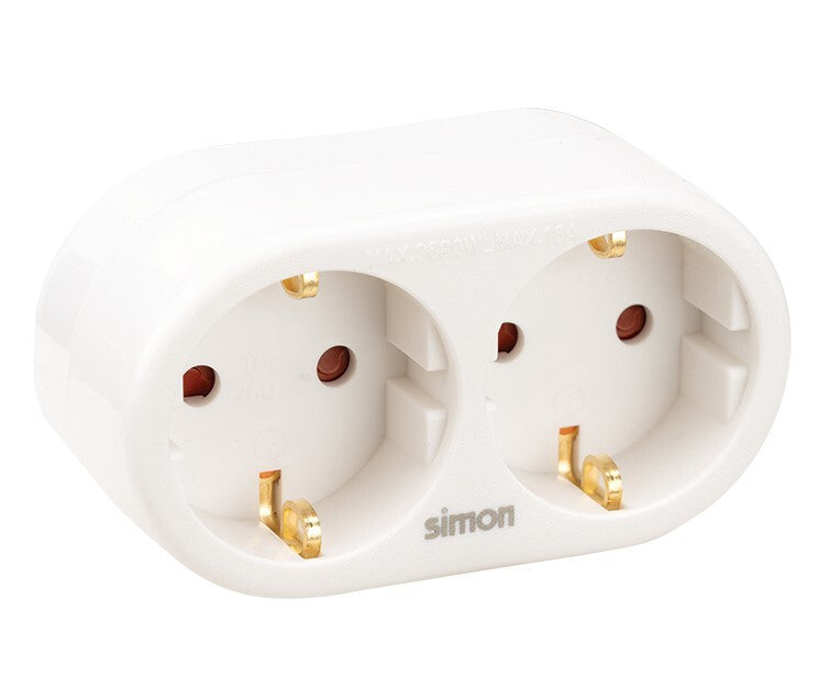 CL118604 ADAPTADOR DOBLE SALIDA BLANCO 16A 250V SIMON | Suministros Figmar