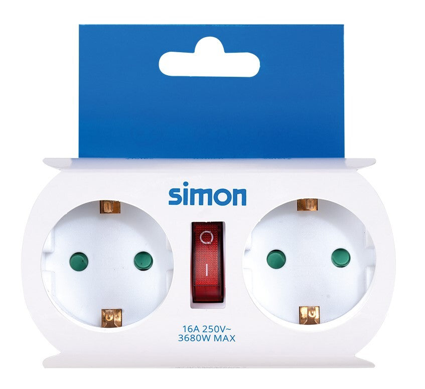 CL910401 ADAPTADOR DOBLE SALIDA C/INTERRUPTOR BLANCO 16A 250V SIMON