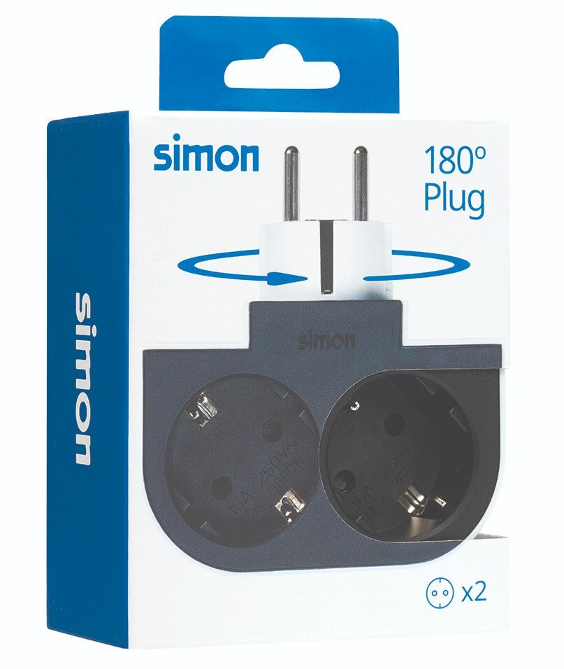 CL610308 ADAPTADOR GIRATORIO 2 TOMAS PLUG SIMON