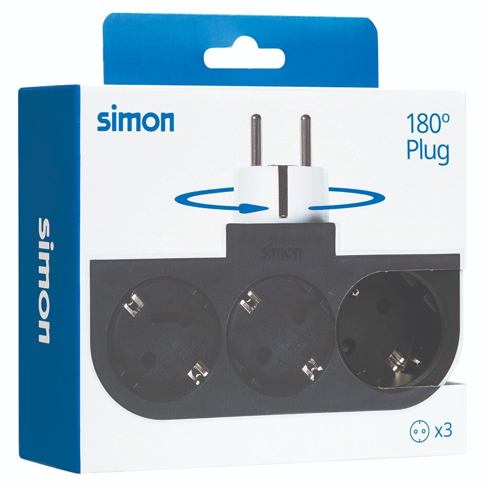 CL610309 ADAPTADOR GIRATORIO 3 TOMAS PLUG SIMON