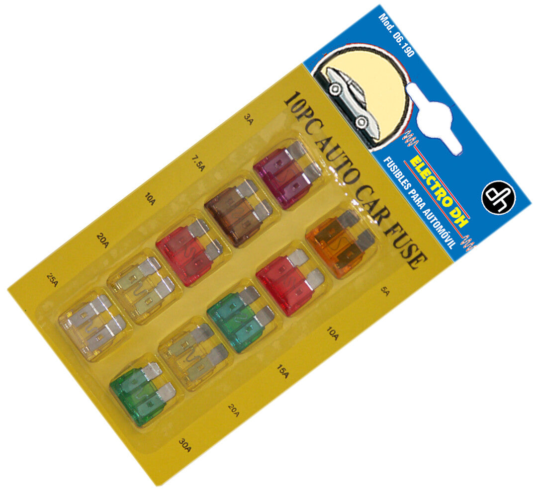 06.190 BLISTER 10 FUSIBLES PARA AUTOMOVIL | Suministros Figmar
