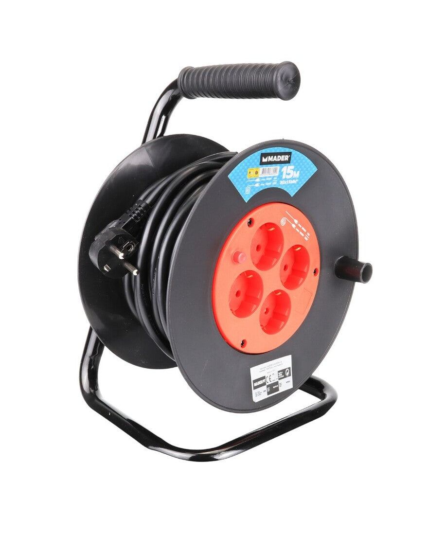 68604 15m EXTENSIBLE ENROLLACABLES 4T 3x1,5mm 3600W 16A IP20 MADER | Suministros Figmar