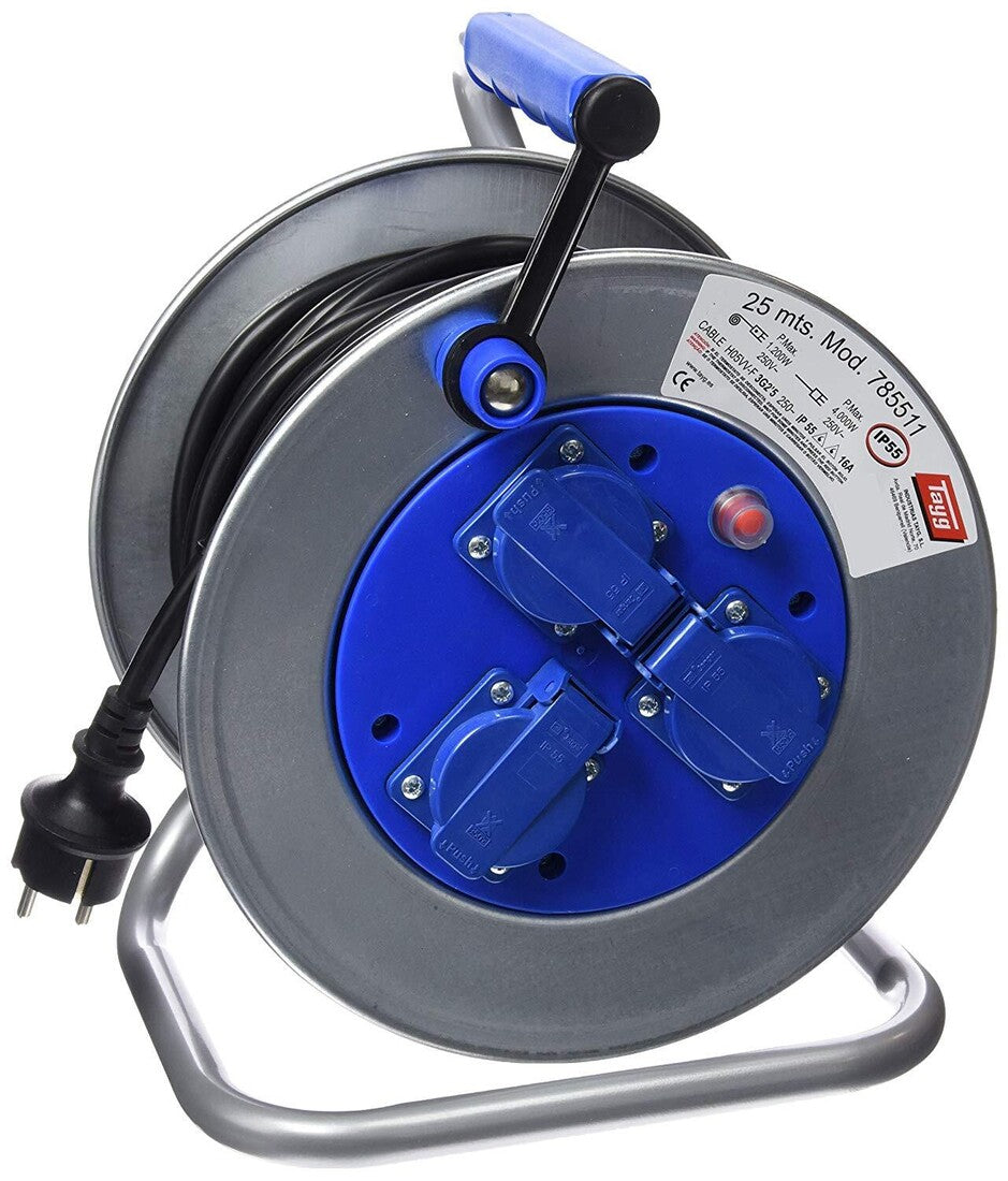 786518 50m EXTENSIBLE ENROLLACABLES 3T C/TAPAS 3x2,5mm IP55 T