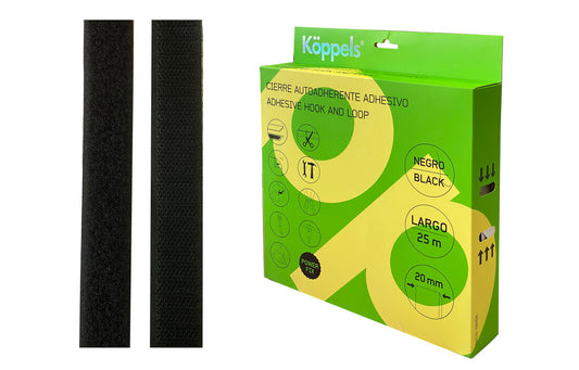 V2001N 25m VELCRO ADHESIVO 20mm NEGRO KOPPELS