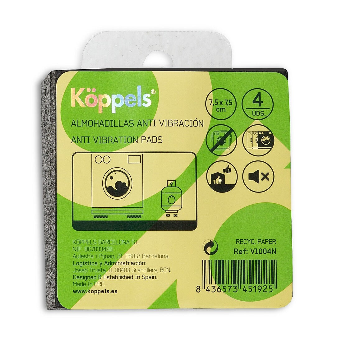 V1004N 4u ANTI-VIBRATION PAD 7.5x7.5 cm KOPPELS