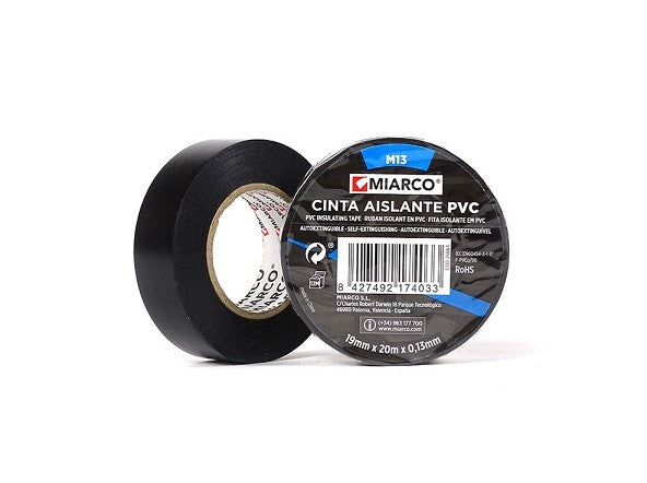 26662 CINTA PVC MIARCO M13 NEGRO 19x10x0,13mm MIARCO