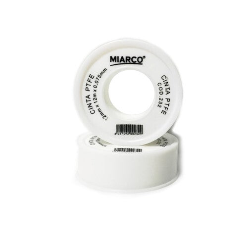 232 CINTA DE PTFE TAPA Y CARRETE BLANCO 12x12x0,075mm MIARCO