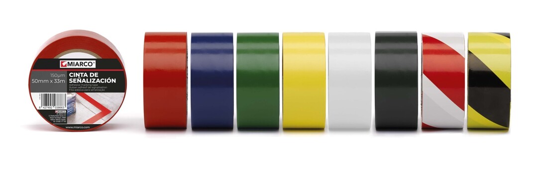 4611 CINTA SEÑALIZACIÓN PVC BLANCA ROJA 33x50mm MIARCO
