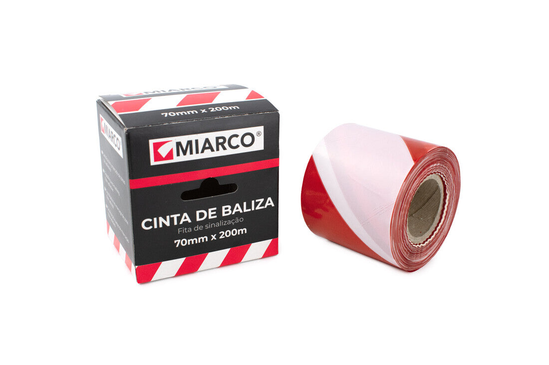 5804 WHITE RED BEACON TAPE 200x70mm MIARCO