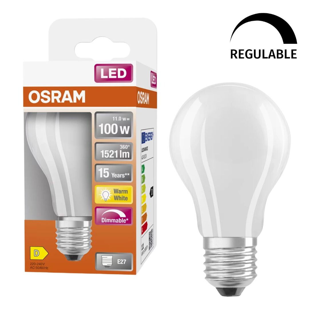 245860 LAMPARA STANDARD FIL LED MATE REGULABLE E27 12W 2700K RETROFIT OSRAM
