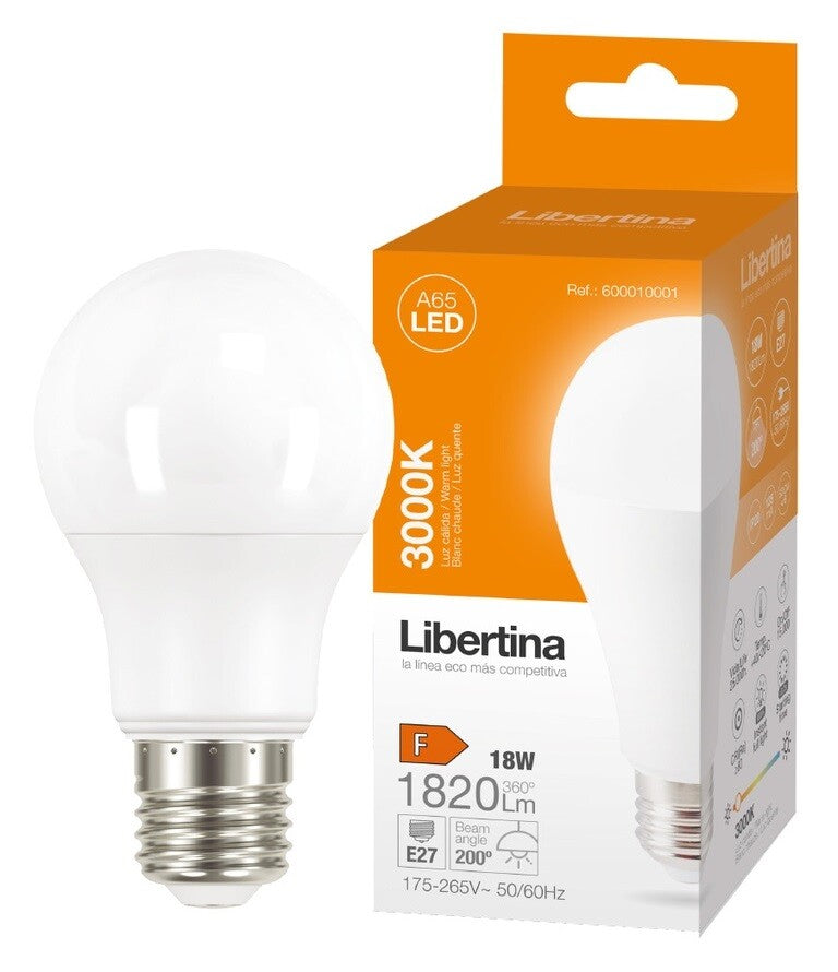 600010001 LAMPARA STANDARD LED E27 18W 3000K LIBERTINA