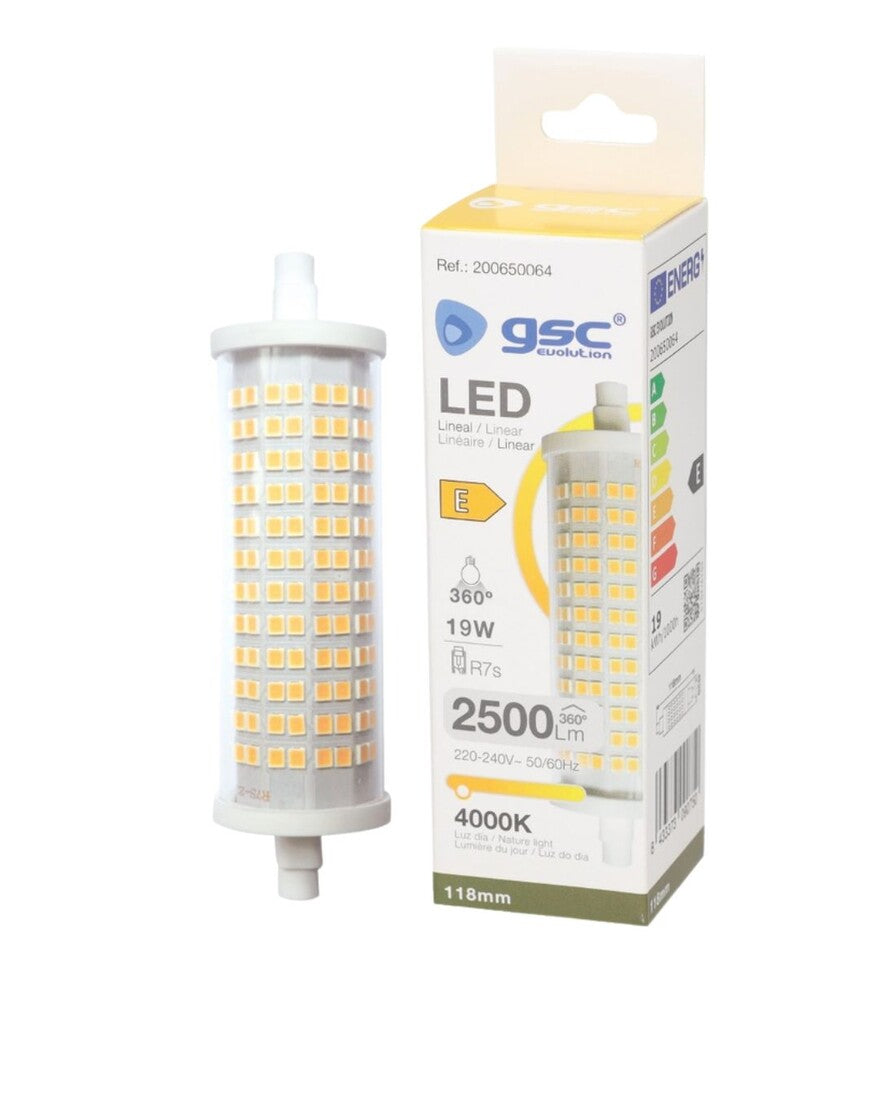 200650064 LAMPARA LED LINEAL R7s 19W 4000K 118mm GSC | Suministros Figmar