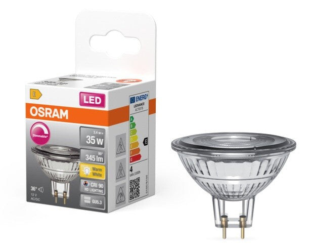 457012 LAMPARA MR16 LED REGULABLE 3,4W GU5,3 2700K 36° 12V SUPERSTAR OSRAM