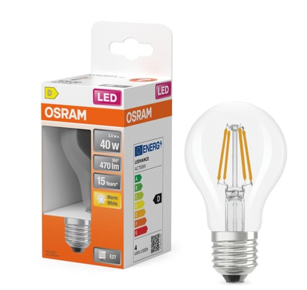 466632 LAMPARA STANDARD FIL LED E27 3,4W 2700K RETROFIT OSRAM