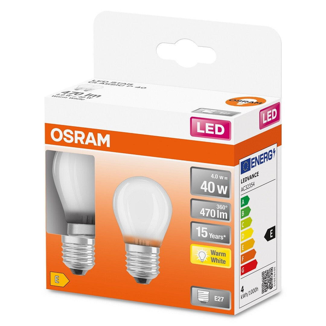 153660 2U KUGEL-LED-LAMPE MATT E27 4W 2700K RETROFIT OSRAM