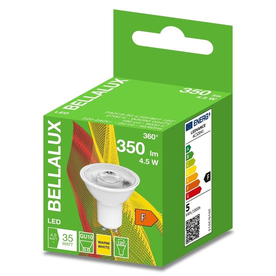 619517 LED-LAMPE GU10 4,5W 2700K 120º BELLALUX