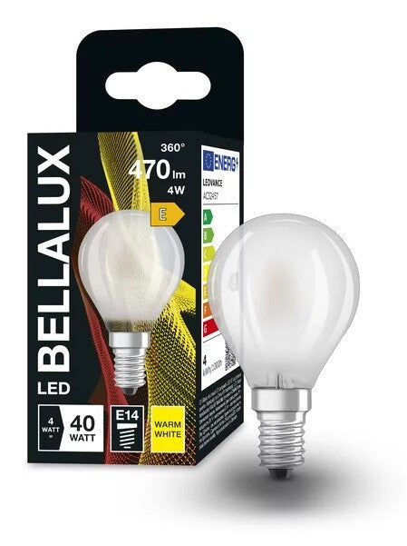 115538 LAMPARA ESFERICA FIL LED MATE E14 4W 2700K BELLALUX | Suministros Figmar