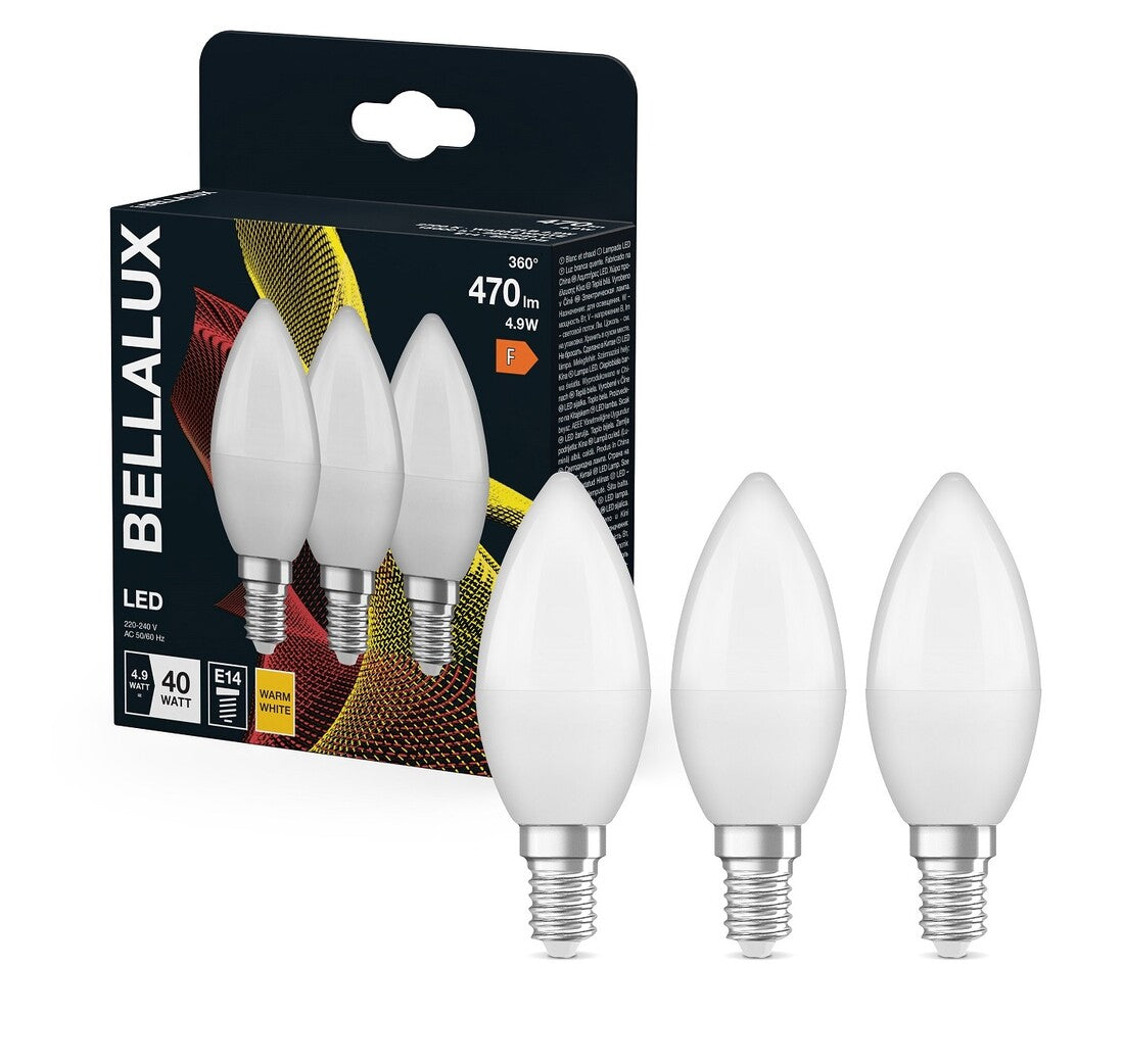 595507 3u LAMPARA VELA LED E14 4,9W 2700K BELLALUX | Suministros Figmar