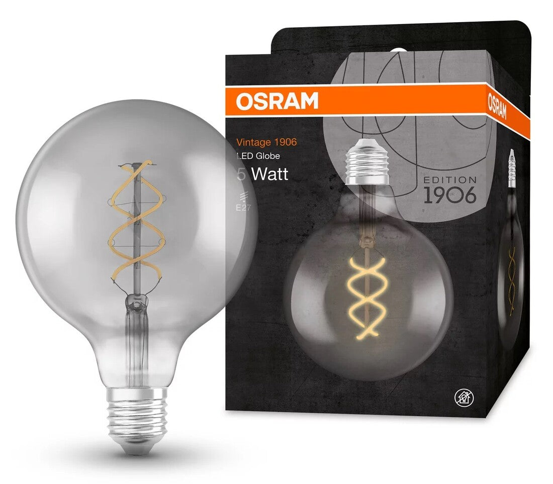 269989 LAMPARA GLOBO FIL LED E27 5W 1800K 125mm VINTAGE SMOKE 1906 OSRAM