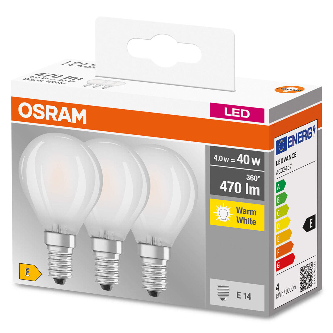 592599 3u LAMPARA ESFERICA FIL LED MATE E14 5,5W 2700K BASE OSRAM | Suministros Figmar