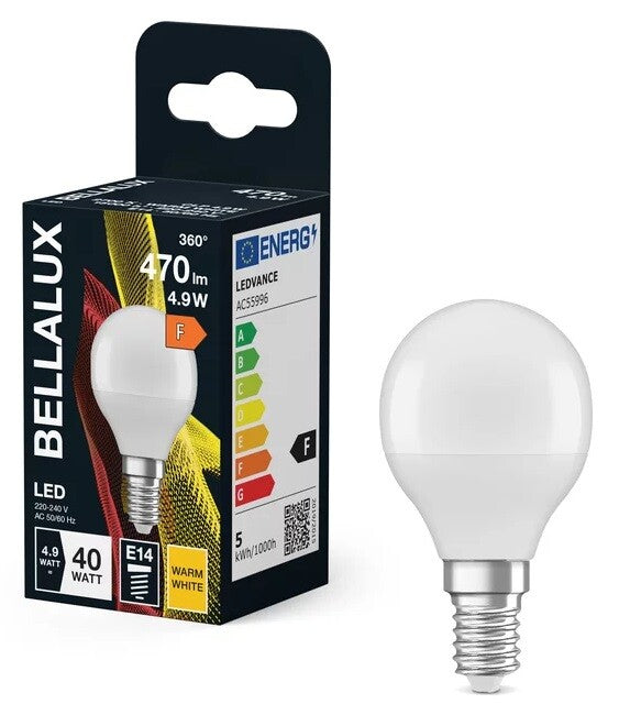 128323 LAMPARA ESFERICA LED 4,9W E14 2700K BELLALUX