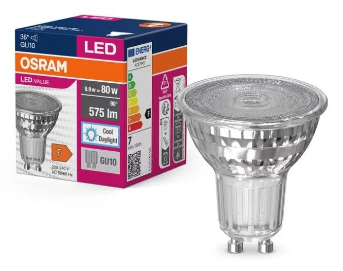 096684 LED-LAMPE GU10 6,9W 6500K 36º VALUE